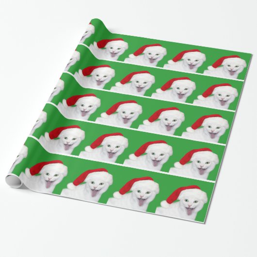 Glückliches Weihnachtskatze Geschenkpapier (Ungerollt)