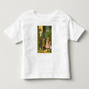 Glückliches Weihnachtskinder, die herein Sankt Kleinkind T-shirt