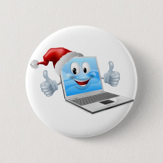 Glückliches Weihnachtslaptop Button (Vorderseite)