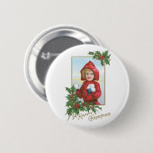 Glückliches Weihnachtsmädchen mit Schneebällen Button (Vorne & Hinten)