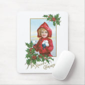 Glückliches Weihnachtsmädchen mit Schneebällen Mousepad (Mit Mouse)