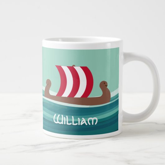 Glückliches Wikingerschiff Jumbo-Tasse (Rechts)