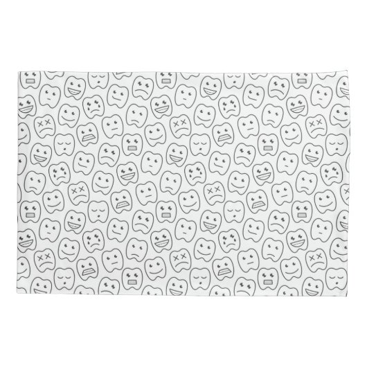 Glückliches Zahn-Muster Kissenbezug (Rückseite-Links)