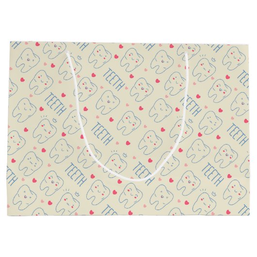 Glückliches Zahn-Pastellmuster Große Geschenktüte (Rückseite)