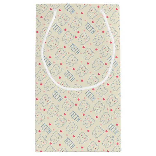 Glückliches Zahn-Pastellmuster Kleine Geschenktüte (Rückseite)