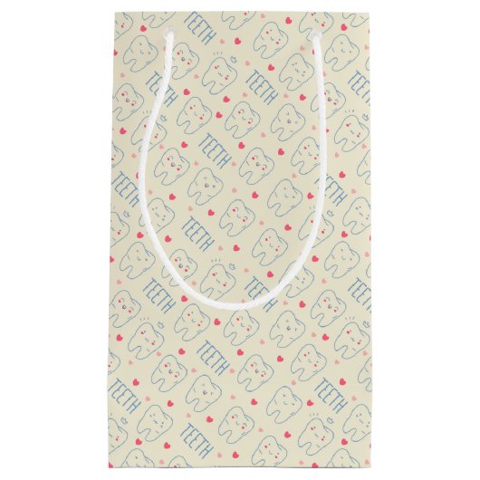 Glückliches Zahn-Pastellmuster Kleine Geschenktüte (Vorderseite)