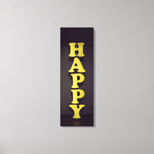 #Glückliches Zeichen Typografisches Bild Glücklich Leinwanddruck