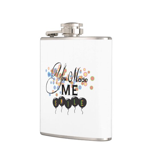 Glückliches Zitat mit Ballons - Du hast mich zum L Flachmann (Links)