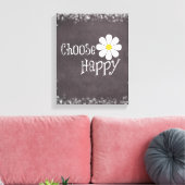 Glückliches Zitat mit Gänseblümchen Leinwanddruck (Insitu (Wohnzimmer))