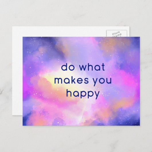 Glückliches Zitat über ein kosmisches, abstraktes Postkarte (Vorne/Hinten)