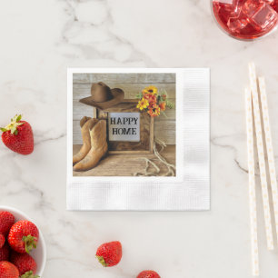 Glückliches Zuhause Cowgirl Cowboy Stil Mit Cowboy Serviette