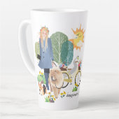 GLÜCKLICHKEIT IST Chow Corgi-latte Tasse (Linke Ecke)