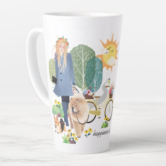 GLÜCKLICHKEIT IST Chow Corgi-latte Tasse (Linke Ecke)