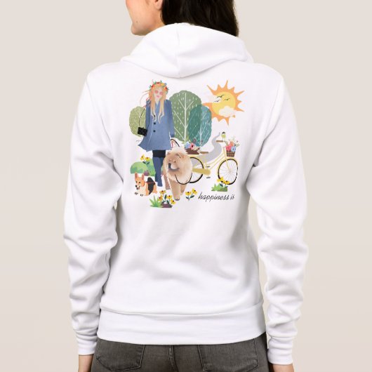 GLÜCKLICHKEIT IST Chow Corgi - weiße BACK & FRONT Hoodie (Rückseite)