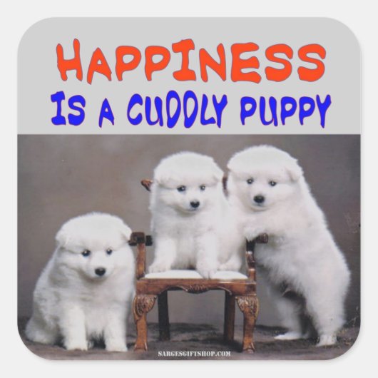 GLÜCKLICHKEIT QUADRATISCHER AUFKLEBER (Vorderseite)