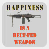 GLÜCKLICHKEIT QUADRATISCHER AUFKLEBER (Vorderseite)