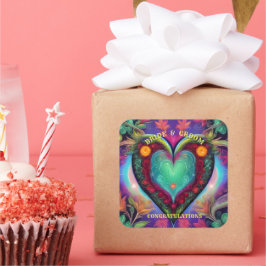 GLÜCKLICHKEIT UND GRUPPE QUADRATISCHER AUFKLEBER