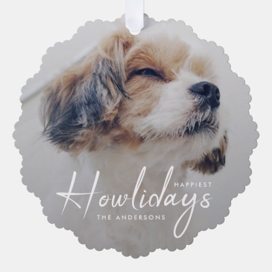 Glücklichste Feiertage | Hunde Foto Weihnachtsmini Ornament Karte (Vorderseite)