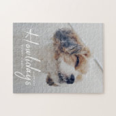 Glücklichste Feiertage | Hunde Foto Weihnachtsmini Puzzle (Horizontal)