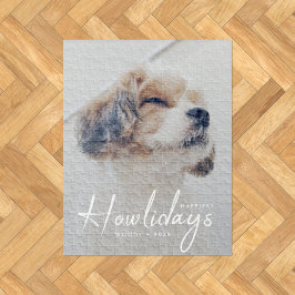 Glücklichste Feiertage | Hunde Foto Weihnachtsmini Puzzle