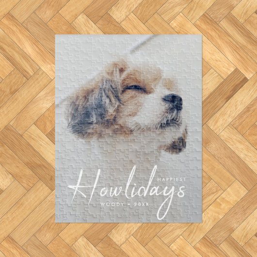 Glücklichste Feiertage | Hunde Foto Weihnachtsmini Puzzle