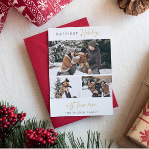 Glücklichste Feiertage   Minimalistisches Gold 3 F Feiertagskarte