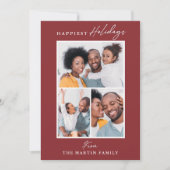 Glücklichste Feiertage Rot Drei FotoCollage Feiertagskarte (Vorderseite)