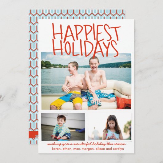 Glücklichste Feiertage Rot Feiertagskarte (Vorne/Hinten)