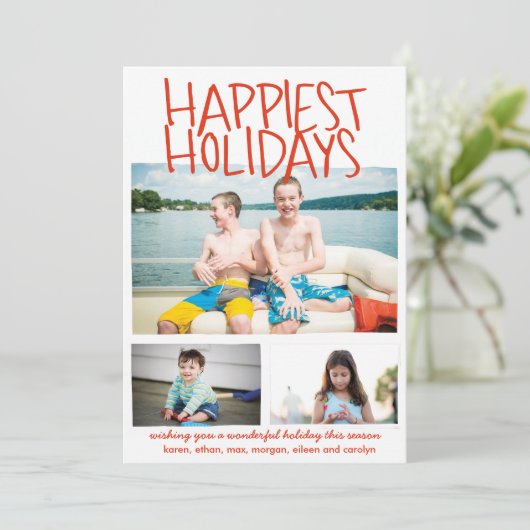 Glücklichste Feiertage Rot Feiertagskarte (Stehend Vorderseite)