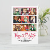 Glücklichste Feiertage Rote FotoCollage Feiertagskarte (Stehend Vorderseite)