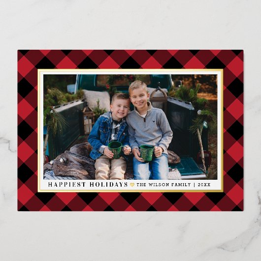 Glücklichste Feiertage Rotes Buffalo Kariertes Fot (Vorderseite)