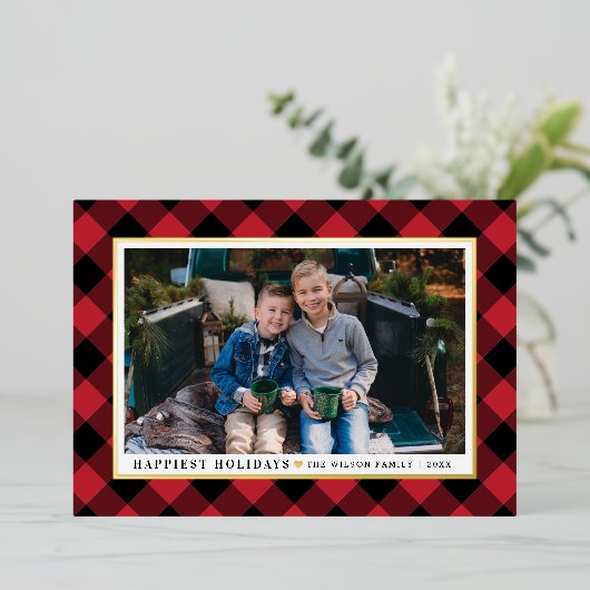 Glücklichste Feiertage Rotes Buffalo Kariertes Fot (Stehend vorne)