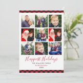 Glücklichste Feiertage Rotes Kariertes FotoCollage Feiertagskarte (Stehend Vorderseite)