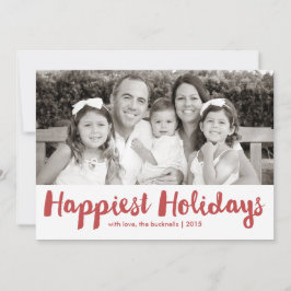 Glücklichste Feiertage Rotes Skript Weihnachtsfoto Feiertagskarte