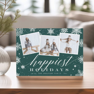 Glücklichste Feiertage   Schneeflocke 3 FotoCollag Feiertagskarte