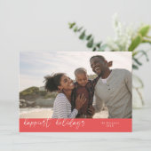 Glücklichste Feiertage Script Rotes Weihnachtsfest Feiertagskarte (Stehend Vorderseite)