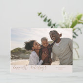 Glücklichste Feiertage Skript Beige Weihnachtszeit Feiertagskarte (Stehend Vorderseite)