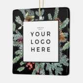 Glücklichste Feiertage Wreath Holding Ihr Firmenlo Keramikornament (Links)