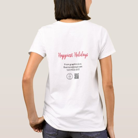 Glücklichste Ferien hinzufügen Firmenlogo q oder C T-Shirt (Rückseite)