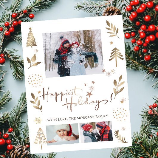 Glücklichste Festtage Stars Pine Tree Foto Ankündigung