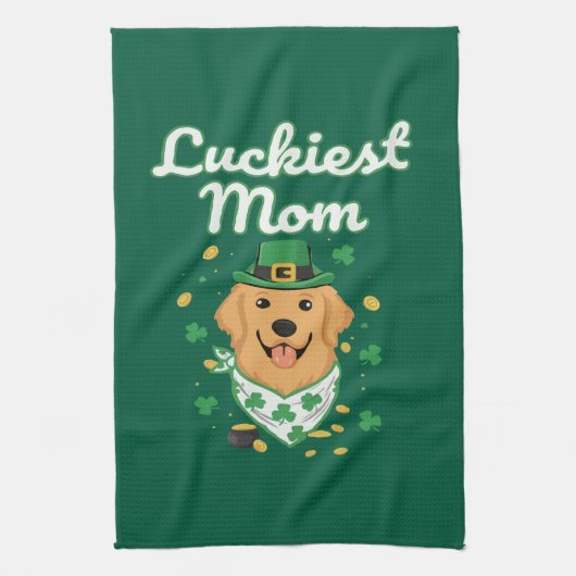 Glücklichste Golden Retriever-Mutter St. Patrick's Geschirrtuch (Vertikal)
