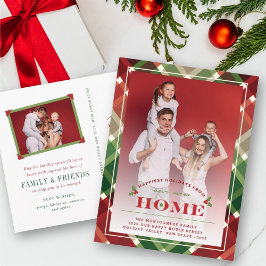 Glücklichste neue Zuhause Karierte Foto Moving Ank Feiertagspostkarte