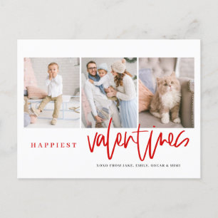 Glücklichste Valentines Lettern Red Foto Collage Feiertagspostkarte
