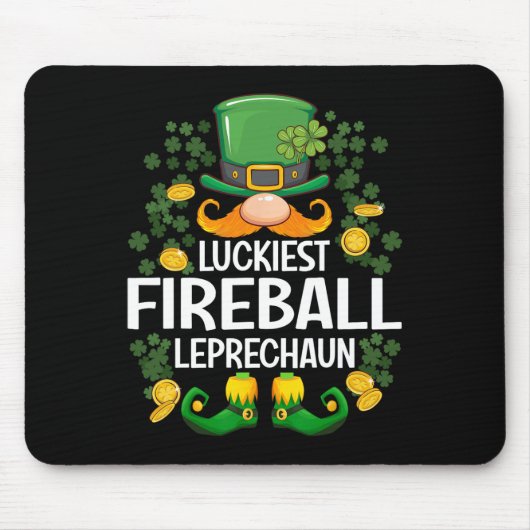 Glücklichster Fireball-Kobold St. Patrick's Day Pa Mousepad (Vorne)