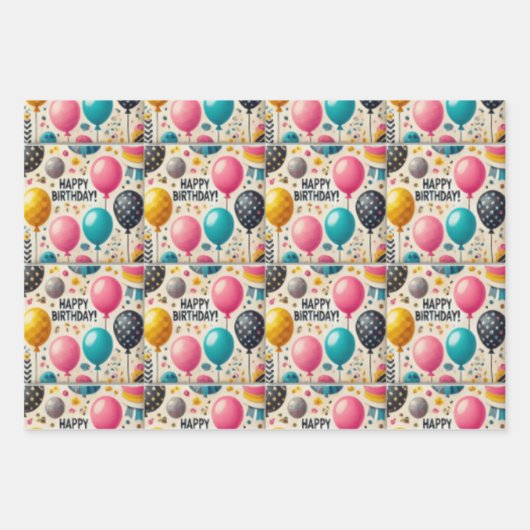 glücklichster Geburtstag Geschenkpapier Set (Vorderseite 3)
