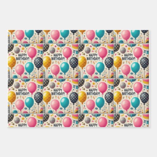 glücklichster Geburtstag Geschenkpapier Set (Vorderseite 2)