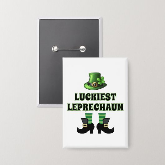 Glücklichster Leprechaun Matching St. Patrick's Da Button (Vorderseite/Rückseite)