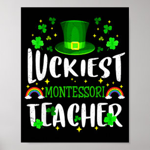 Glücklichster Montessori-Lehrer St. Patricks Day Poster