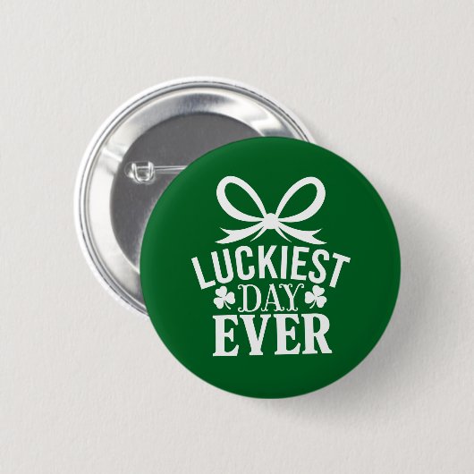 Glücklichster Tag je St Patricks Day Irish Lucky Button (Vorne & Hinten)