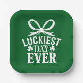 Glücklichster Tag je St Patricks Day Irish Lucky Pappteller (Vorderseite)